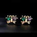 fashion copper 18K goldplated color zircon butterfly geometric shape earringspicture6