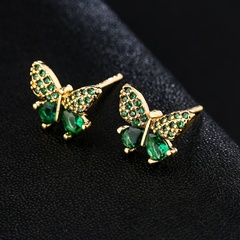 new copper 18K gold-plated zircon butterfly flower earrings