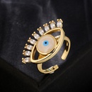 fashion 18K gold drip oil zircon devils eye geometric copper open ring femalepicture6
