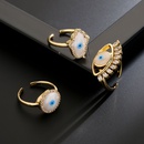 fashion 18K gold drip oil zircon devils eye geometric copper open ring femalepicture9