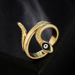 Fashion Geometric Copper 18K Gold Drop Oil Snake Shaped Open Ring Female