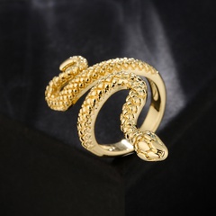 Bague ouverte géométrique en forme de serpent en forme de serpent en or 18 carats et cuivre à la mode