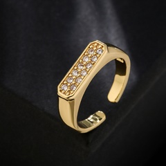fashion geometric copper 18K gold zircon square round oval open ring female