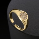 fashion geometric copper 18K gold zircon square round oval open ring femalepicture7