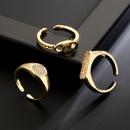 fashion geometric copper 18K gold zircon square round oval open ring femalepicture8