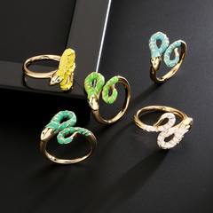fashion copper 18K gold oil drop zircon snake shape open ring female