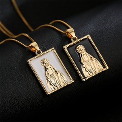 copper-plated 18K gold oil painting block pendant clavicle chain