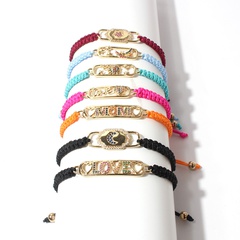 ethnic style hand-woven heart-shaped letter copper inlaid multicolor zircon bracelet