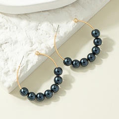 Retro style pearl large circle C-shaped earrings