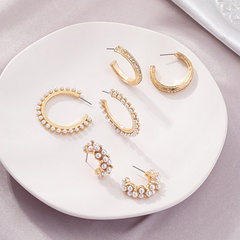 fashion pearl big circle diamond earrings