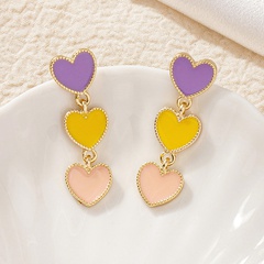 fashion drip oil heart-shaped tassel long earrings