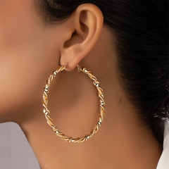 Fashion thick circle three-dimensional twisted earrings twist woven alloy