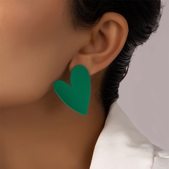 Sweet heart-shaped ear studs candy color metal earrings