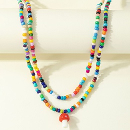 Zweilagige Halskette mit neuen farbigen Perlen in Pilzform fr Frauenpicture7