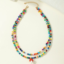 Zweilagige Halskette mit neuen farbigen Perlen in Pilzform fr Frauenpicture8