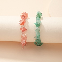 Fashion Color Irregular Stone Crystal Gravel Elastic Bracelet Set