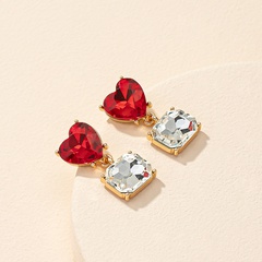 Fashion heart-shaped diamond alloy earrings