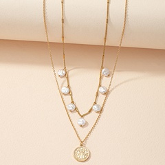 Modeschmuck doppellagige Halskette aus Perlenlegierung einfach