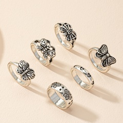 retro fashion butterfly alloy 6 sets combination ring female