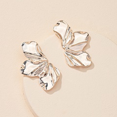 Fashion retro irregular leaves folds alloy earrings