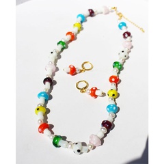 Vakuumplattierung Farbe Glas Pilz Kupfer Halskette weibliche Perle Perlen