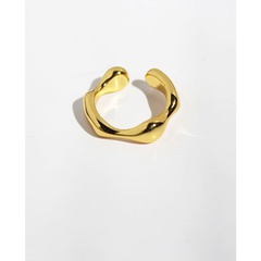 simple irregular wave pattern adjustable smooth open copper ring female