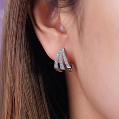 fashion geometric ear buckle full diamond zircon copper earrings wholesale