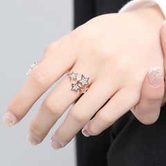 new fashion full of diamonds starry sky opening five-pointed star copper ring