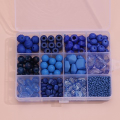 12 Grid DIY Schmuckzubehör Set Blaue Kunststoffperlen Material Box Zubehör