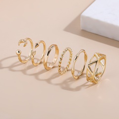 new gold ring 6-piece set retro fashion hollow ring set female