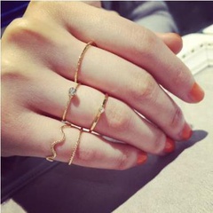 fashion geometric wave five-piece set of alloy joint ring tail ring female