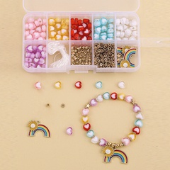 10 Gitter-Regenbogen-Anhänger-Herz-Perlen, handgefertigtes DIY-Herstellungsmaterial, verpackt in einer Schachtel