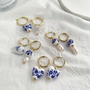 retro blue white porcelain enamel drip oil heartshaped ceramic resin earringspicture7