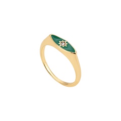 fashion gold green diamond alloy 14k gold rose gold emerald ring