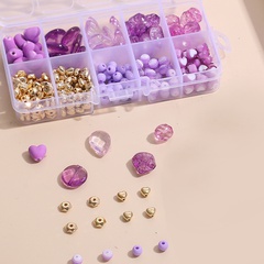 10 Gitter DIY Schmuckzubehör Set lila geometrische Perlen Materialbox