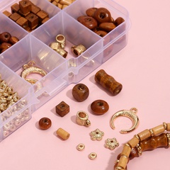 matériel perlé bricolage ensemble de combinaison de perles de bois rondes en boîte en gros