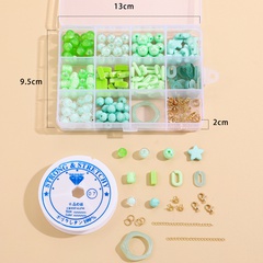 12 Gitter DIY Schmuckzubehör Set grüne Materialbox Kunststoffzubehör