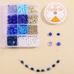 12 Grid Schmuck Accessoires Set Blaue Perlen Weiche Keramik Stück DIY Armband Material