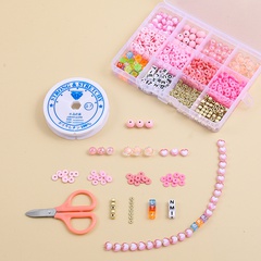 12 Grid DIY Jewelry Accessories Set Pink Beads Rabbit Head Material