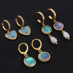 Fashion drop-shaped inlaid abalone shell alloy earrings