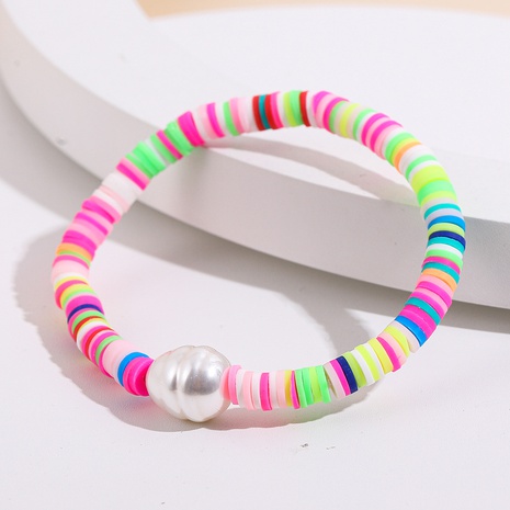 Bohemian style contrast color soft pottery string 6mm bracelet's discount tags
