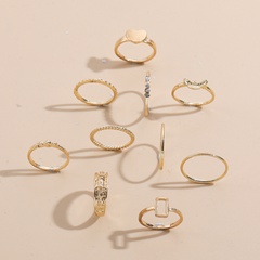 new retro fashion alloy hollow gold ring 10-piece set