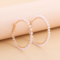 Fashion geometric large circle pearl alloy earrings female