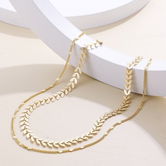 Fashion women's fishbone clavicle chain sequins short alloy necklace wholesale