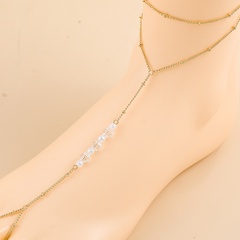 new jewelry summer pearl color crystal alloy anklet string beads