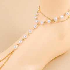 Fashion jewelry stitching pearl chain alloy anklet