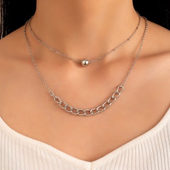 Fashion hip-hop jewelry simple double-layer necklace geometric alloy