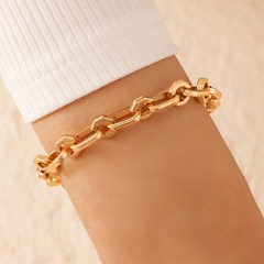 Simple Geometric Hollow Alloy Thick Chain Single Layer Bracelet