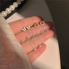 2022 spring new cute star bow heart pearl earrings set