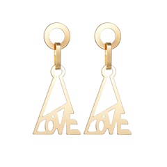 new LOVE letter stitching triangle pendant earrings